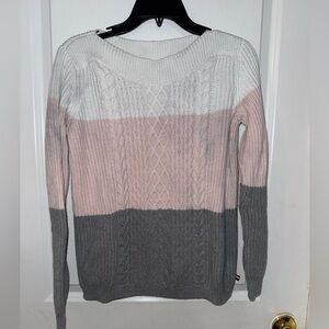 Tommy Hilfiger Pink and Gray Cable Knit Sweater